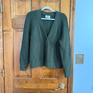 Old Navy Dark Olive Ribbed Button-Front Cardigan